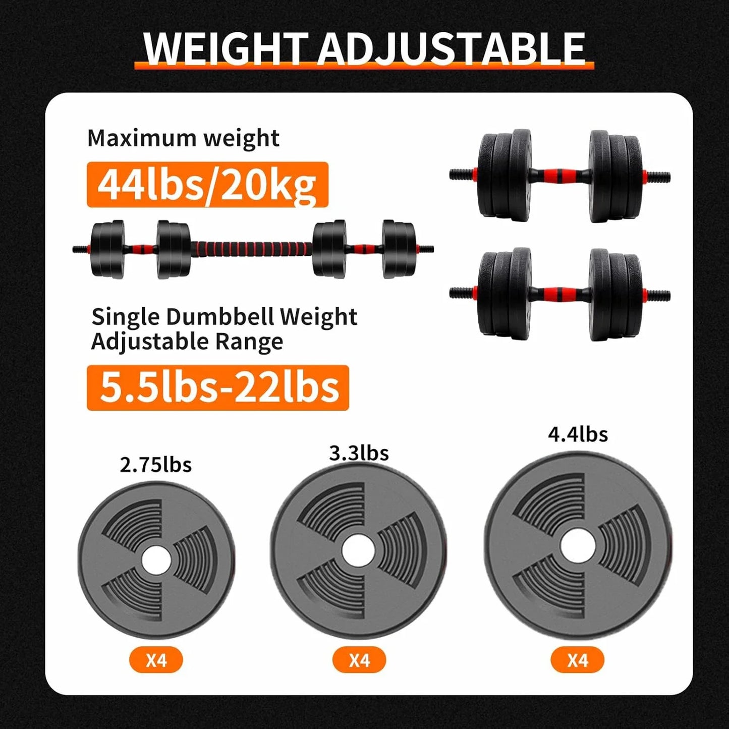 Adjustable Dumbbell & Barbell Set